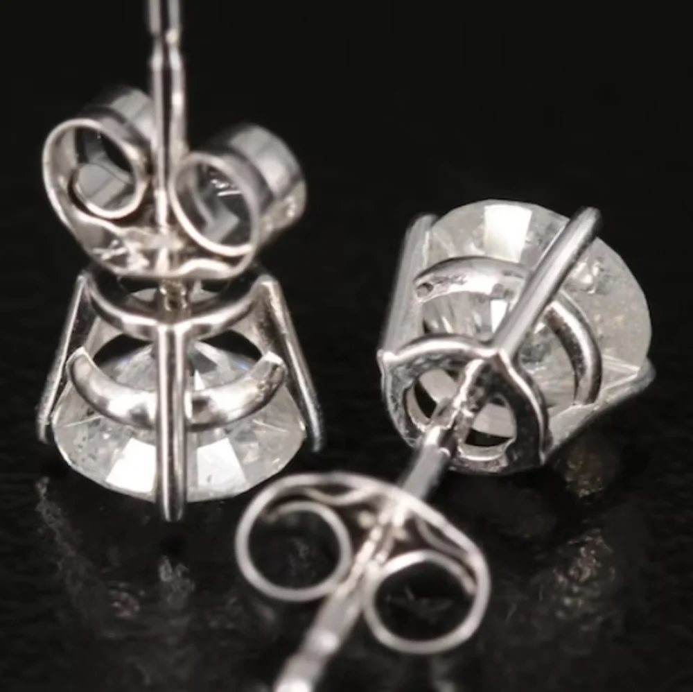 1.02ctw Solitaire Diamond Earrings 14K - Picture 5 of 6